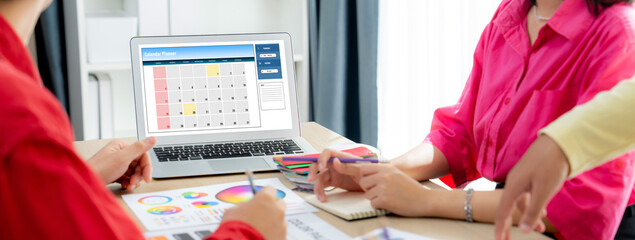 Calendar on computer software application for brisk schedule planning for personal organizer and online business