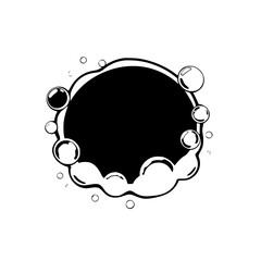 Black Circle surrounded by bubbles.