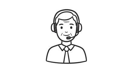 Fototapeta premium Line Art of Man Wearing Headset, Perfect for Customer Service Concepts. Generative AI