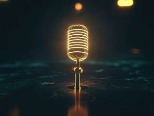 A small golden microphone 