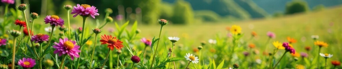 Fototapeta premium Schafgarbe Achillea millefolium in a meadow with other wildflowers, plants, meadow