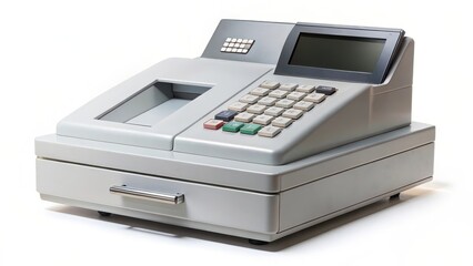 Electronic Cash Register on White Background