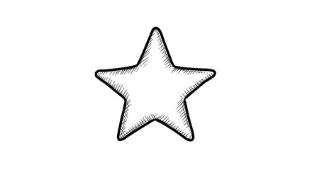 Hand Drawn Star Illustration with Black Outline on White Background. Generative AI