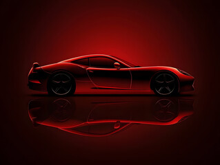Naklejka premium Sports car in red color with reflection. Neural network AI generated art