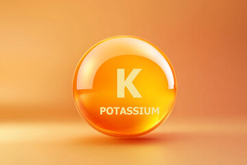 Glossy sphere with Potassium symbol