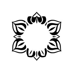 Obraz premium Black and white floral mandala with a central circle, intricate and complex design.