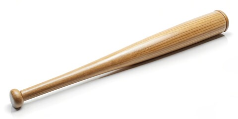 Wooden Baseball Bat on White Background