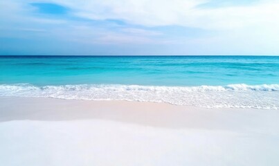 Fototapeta premium Tranquil Beach with Clear Blue Water and Vibrant Sky