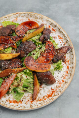 Warm healthy salad of chicken liver