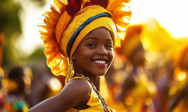 Vibrant Cultural Festival in Open Park with Traditional Costumes and Warm Daylight