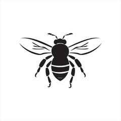 Obraz premium Minimalistic Bee Silhouette in Black Vector Design