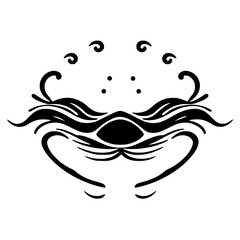 Fototapeta premium Black and white abstract illustration. Waves, lines, dots, and curls. A minimalist, organic design.