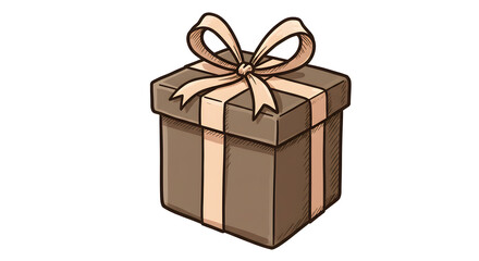 Obraz premium Cartoon Style Gift Box with Ribbon and Bow Isolated on White. Generative AI