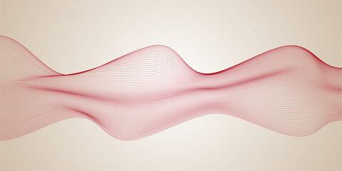 Abstract Wavy Red Grid Pattern on Beige Background