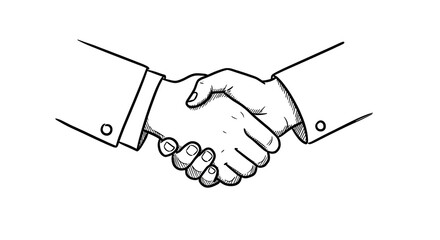 Handshake Sketch Illustration Symbolizing Agreement and Partnership in Business. Generative AI