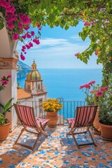 Fototapeta premium view of Positano town - famous old italian resort at summer day, Italy,