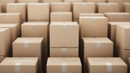 Fototapeta premium Cardboard boxes stacked warehouse storage logistics