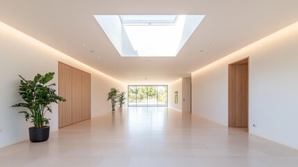 Fototapeta premium Modern Interior Hallway, Light Filled, Open Space, Exterior View, Potential Office, Home
