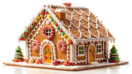 Gingerbread House on White Background