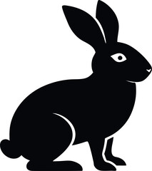 black and white rabbit, Bunny easter editable vector