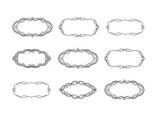 Elegant Vintage-Style Decorative Frames for Design Projects. Filigree banner corners is decorated line border, vintage engraving.