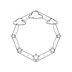 Cloud-Crowned Octagonal Frame Bordered with Clouds and Stars.