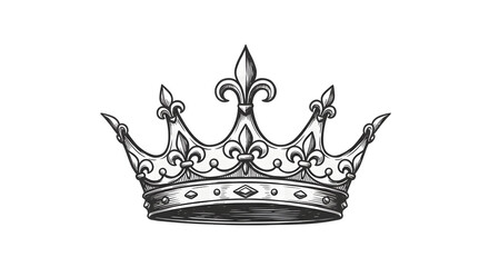 Elegant Royal Crown Sketch Illustration of Monarch Symbolism on White. Generative AI