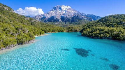 Fototapeta premium Turquoise lake, mountain backdrop, Albanian Alps, summer