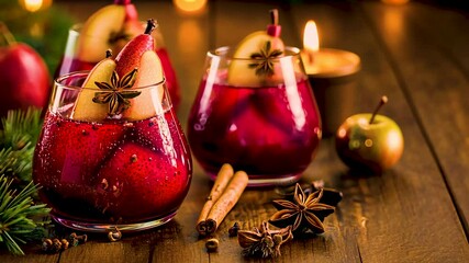 Winter drink with spiced apples and pears - Powered by Adobe