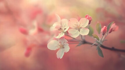 Naklejka premium Apple trees come to life in spring, with their delicate white or pink blossoms adorning the branches. These flowers signal the promise of a bountiful harvest later in the year.
