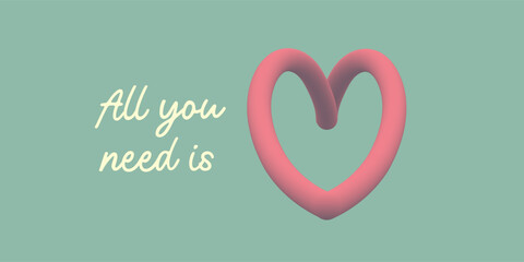 Heart Shaped Design with Inspirational Quote on Teal Background