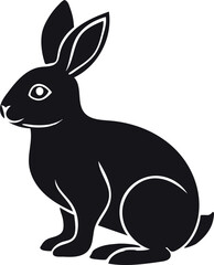 black silhouette of a rabbit, Bunny easter editable  vector
