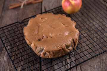 Homemade apple pie on wooden table