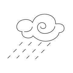 Weather illustration showing a cloudy sky with rain falling down