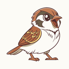 Fototapeta premium vector illustration of an angry Sparrow bird