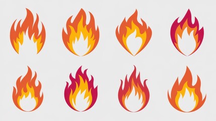 Colorful flame graphics showcasing vibrant hues of orange, yellow, and red, perfect for adding energy to any design or project.