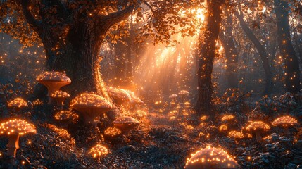 Enchanted Forest with Glowing Mushrooms