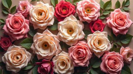 Naklejka premium Background with pink vintage roses, top view