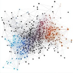 Colorful network visualization highlighting complex interconnected nodes and connections
