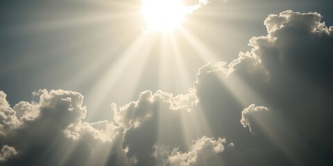 Bright light shines through a thick layer of clouds, creating an inspiring atmosphere that evokes feelings of hope and divine presence, especially during Easter