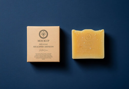 Premium Artisan Soap Mockup on a Clean Dark Blue Background