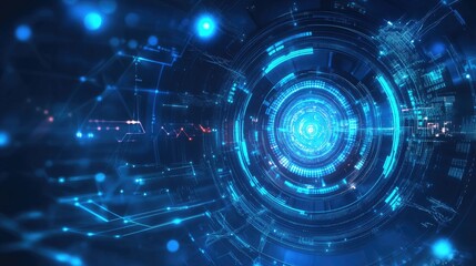 Obraz premium Blue geometric shapes in an abstract technology background, blue, geometric, shapes, abstract, technology, background