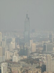 Naklejka premium The cityscape and aerial view of Nanjing city, Jiangsu, China