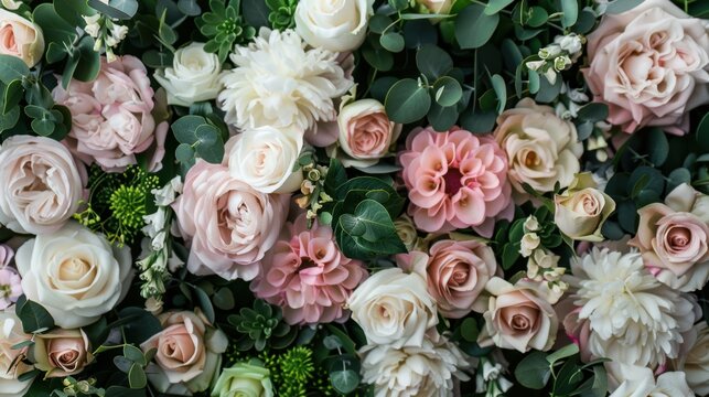 Luxurious Floral Arch with Roses and Peonies for Elegant Fashion Shoot Backdrop
