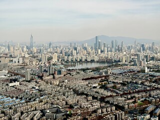 Obraz premium The cityscape and aerial view of Nanjing city, Jiangsu, China