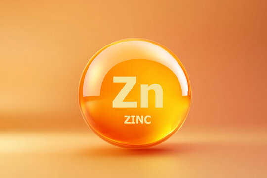 Glossy sphere with Zinc symbol