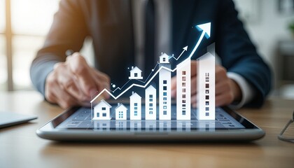 business man drawing graph