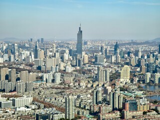Fototapeta premium The cityscape and aerial view of Nanjing city, Jiangsu, China