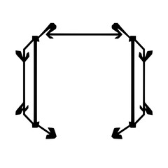 Obraz premium Black and White Octagon Shape with Arrows Pointing Outward