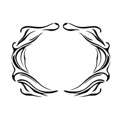 Symmetrical frame formed with elegant, flowing lines, negative space, and a decorative flourish.